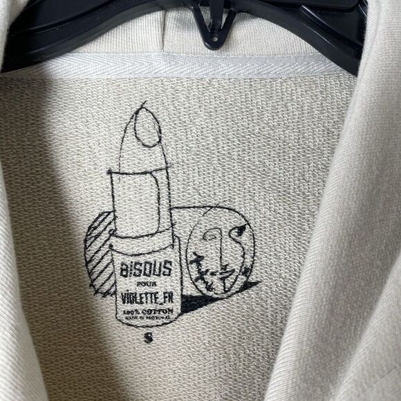 VIOLETTE_FR x Bisous Skateboards Hoodie Women Medium Beige Logo AVEC AMOUR - Picture 7 of 9